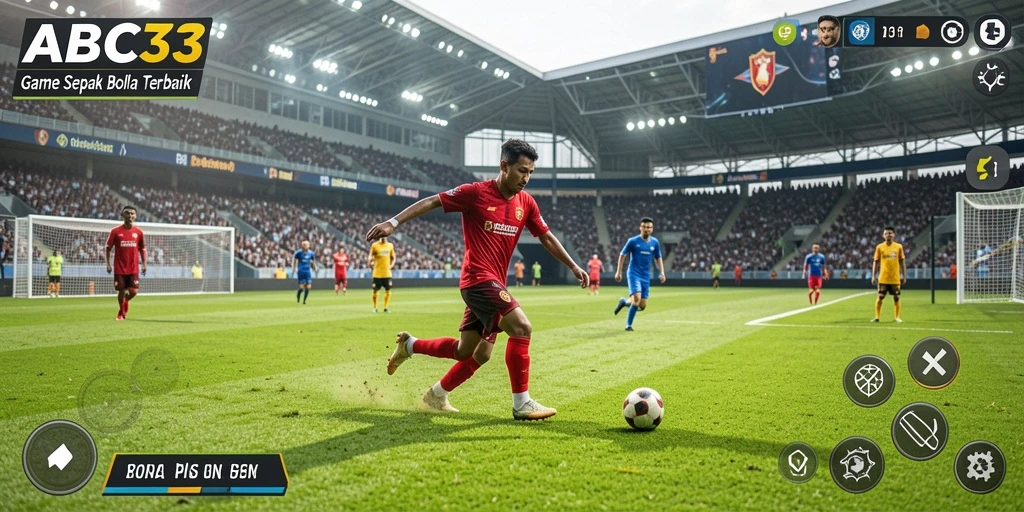Tampilan gameplay yang menarik di ABC33 dengan aksi sepak bola seru.