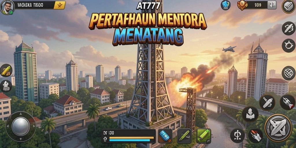 Tangkapan layar gameplay AT777 yang menampilkan aksi Tower Defense seru.