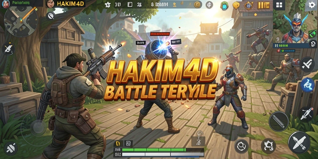 Tampilan gameplay seru dalam HAKIM4D dengan aksi Battle Royale yang mendebarkan.