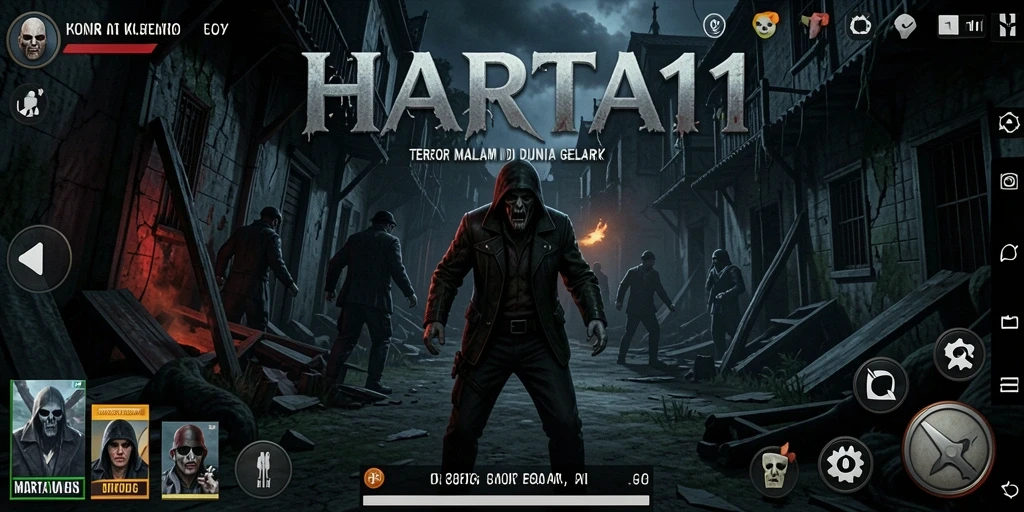 Screenshot gameplay HARTA11 menampilkan suasana mencekam dan elemen horor yang mendalam.