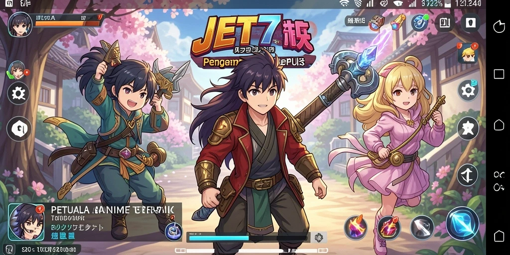 Tampilan gameplay JET77 dengan karakter Anime yang menarik.