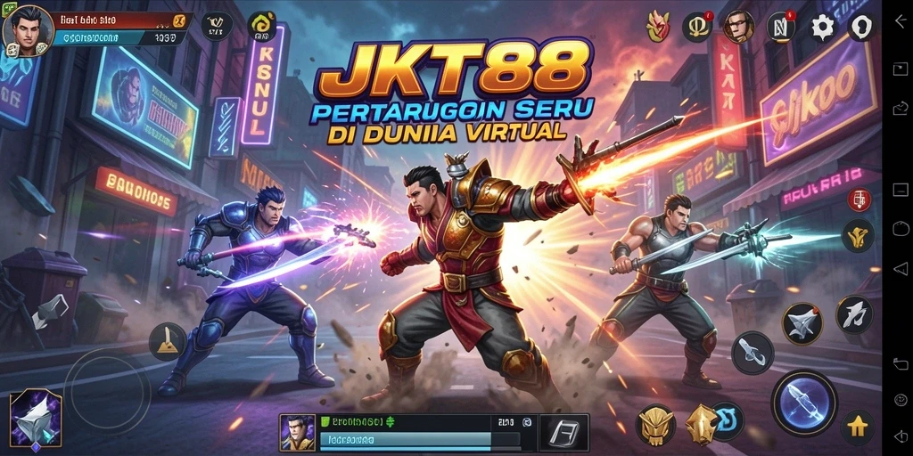 Screenshot gameplay JKT88 menampilkan pertarungan epik antara karakter luar biasa.
