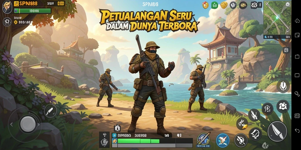 Screenshot SPN88 menampilkan karakter utama beraksi di dunia terbuka yang luas.