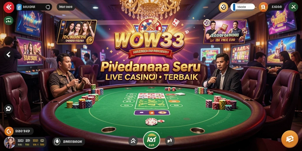 Tampilan gameplay WOW33 dengan dealer langsung yang interaktif dan menghibur.